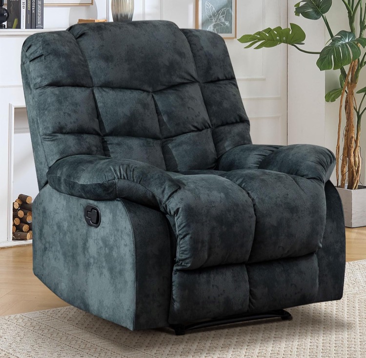 Photo 1 of **THIS IS ONLY THE BASE, MISSING THE BACK*****Manual Recliner Chair, Overstuffed Reclining Sofa with Soft Padded Headrest and Armrest, Soft Fabric Single Couch for Living Room, Grey