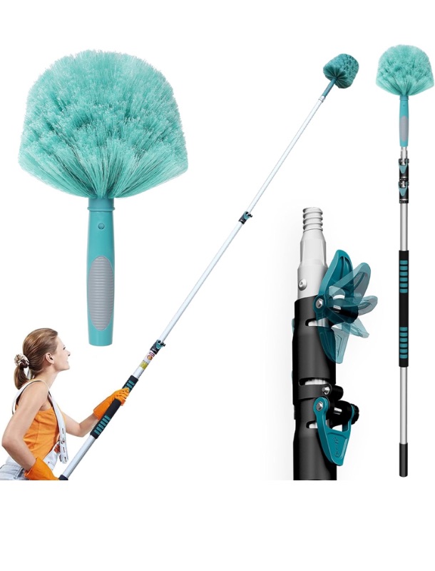 Photo 1 of 20Ft Cobweb Duster with Extension Pole, Webster Cobweb Duster with 3-Stage Telescopic Aluminum Pole, Spider Web Brush for Outdoor & Indoor Cleaning - Reach 20Ft & Soft Bristles.