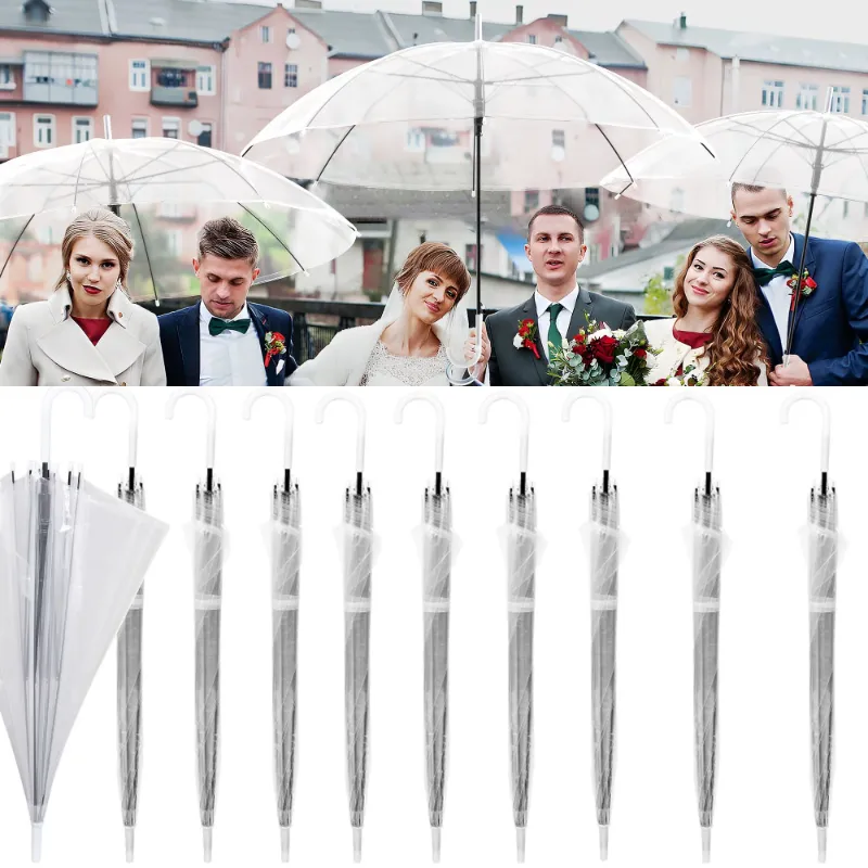 Photo 2 of ***only 1*** Clear Umbrella, Auto Open Long Stick Transparent Umbrella for Photo Prop Wedding
