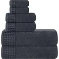 Photo 1 of 
"GLAMBURG 100% Cotton Ultra Soft 6 Pack Towel Set, Contains 2 Bath Towels 28x55 Inches, 2 Hand Towels 16x24 Inches & 2Wash Coths 12x12 Inches, Compact Absorbent Lightweight & Quickdry- Charcoal Grey"