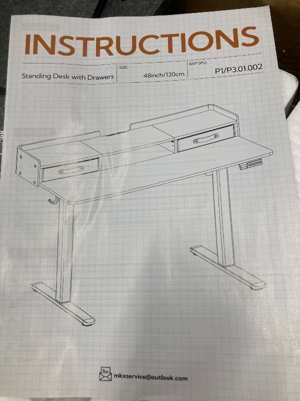 Photo 1 of AODK Electric Standing Desk with Drawers & Keyboard Tray, 55 Inch Height Adjustable Desk with Power Outlets, Sit Stand Table, Writing Computer Desk for Home, Office, Workstation, White