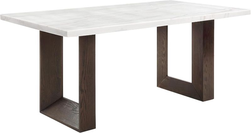 Photo 1 of 
****NO TABLETOP/JUST LEGS/ BOX 1 OF 2 ONLY****Acme Edwyn Transitional Wood and Marble Rectangular Dining Table in White/Brown
