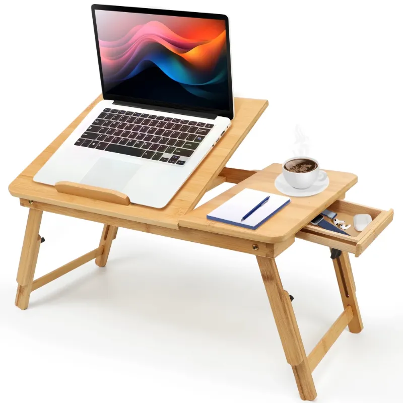 Photo 1 of 
Qunler Lap Desk, Naturally Bamboo Folding Bed Desk, Adjustable Portable Laptops Tray Stand for Home, 21"x13"
