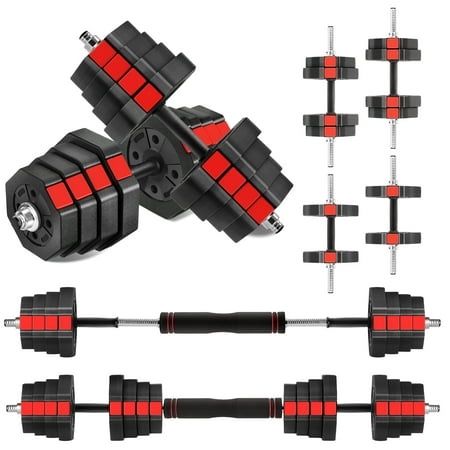 Photo 1 of ****ONLY THE DUMBBELLS**** ARVAKOR 66Lbs Adjustable Dumbbells Set 3 in 1 Free Weight Set as Barbell Push up Stand Fitness Exercises for Men/Women Red
