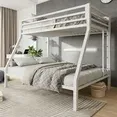 Photo 1 of Box 2 of 2 Amolife Twin over Full Size Metal Bunk Bed with Removable Ladder, Full-Length Guardrail, White
