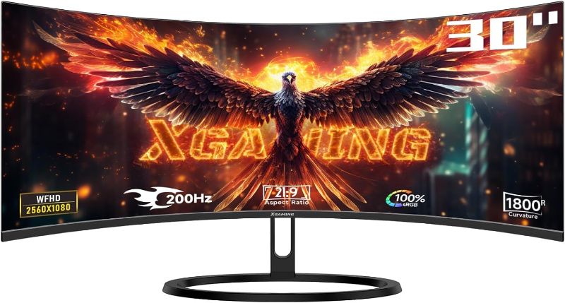 Photo 1 of ==SIMILAR==Gaming Monitor - 30 Inch Ultra Wide, 200Hz WFHD, 1800R, 2560x1080p, 1ms, 100% sRGB, FreeSync, HDMI DP Display, Dual Speakers, VESA, PC Screen with Rainbow Lights