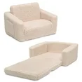 Photo 1 of Delta Children Cozee Flip-Out Sherpa 2-in-1 Convertible Chair to Lounger for Kids, Cream
