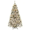 Photo 1 of Costway 6 ft Pre-Lit Premium Snow Flocked Hinged Artificial Christmas Tree with 250 Lights
