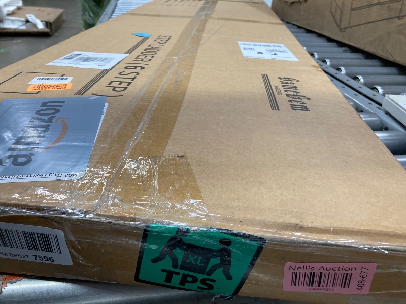 Photo 1 of GameGem 6 Step Ladder for 12ft High Ceiling, Lightweight Aluminum Folding Step Stool with Convenient Handgrip, Stepladders with Anti-Slip and Wide Pedal for Home and Kitchen Use - Woodgrain (330 lbs)