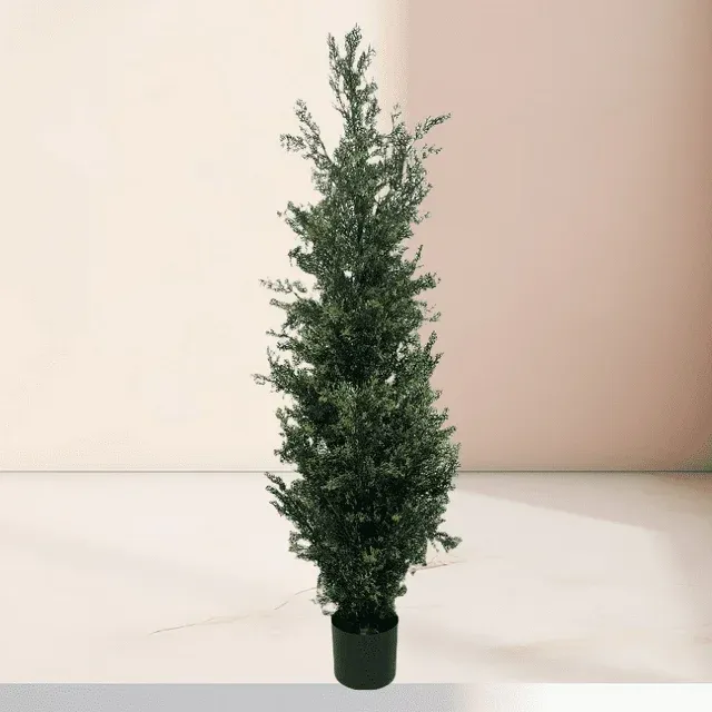 Photo 1 of 2Pack 4FT Artificial Cedar Tree, Artificial Topiary Cedar Plants Potted Tree for Outdoor Indoor Porch Decor, Fake Tree UV Rated