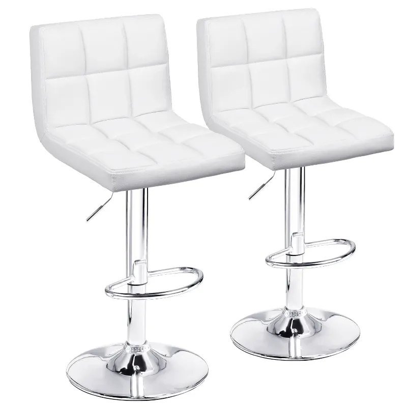 Photo 1 of **no legs**
Homall Bar Stools Set of 2 Modern PU Leather Height Adjustable Hydraulic Kitchen Counter Square Island Swivel Barstool with Back, White