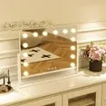 Photo 1 of BEAUTYPEAK 20"x16" Hollywood Vanity Mirror with 14 Adjustable Light Bulbs Round-Edge Mirror, White