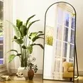 Photo 1 of BEAUTYPEAK Arched Full Length Floor Mirror 64"x21.1" Full Body Standing Mirror,Black
