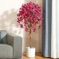 Photo 1 of DR.Planzen 5 feet Artificial Bougainvillea Flowers Tree In Black Plastic Pot, Indoor Plants with Wood Trunk and Pink Flowers for Housewarming Decor
