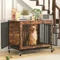 Photo 1 of ****MISSING PARTS****Monasem Wooden Dog Crate Furniture with Removable Tray,Heavy Duty Dog Kennels for Inside with 3 Door Wheeled for Medium to Large Dogs,38.6"L x 23.8"W x 27.4"H
