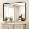 Photo 1 of BEAUTYPEAK Bathroom Mirror 30x40 inch, Modern Round Corner Vanity Wall Mirror?Black
