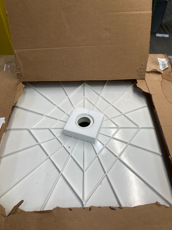 Photo 2 of ***parts only basin damaged*** Swanstone SF03636MD.011 Solid Surface Center Drain Shower Base, 36-in L X 36-in H X 5.5-in H, Tahiti White