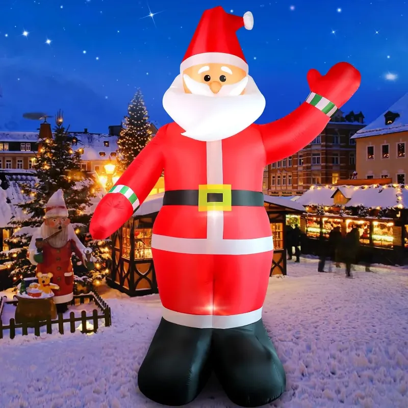 Photo 1 of 10 FT Christmas Inflatable Santa Claus Outdoor Decoration, Huge Xmas Classic Santa Blow up Santa with Built-in LED Light, Giant Holiday Party Decor for Yard Garden Hall Plaza Mall, Instant Inflate
