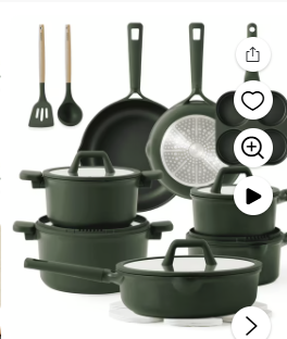 Photo 1 of Carote 19 Pcs Nonstick Cookware Sets, Non Stick Pots and Pans Set, Induction Cookware, Dark Green
