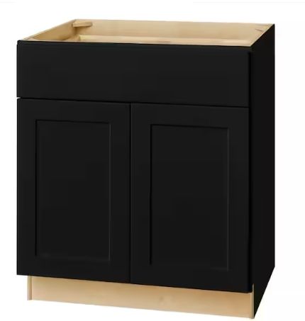 Photo 1 of Avondale 30 in. W x 24 in. D x 34.5 in. H Ready to Assemble Plywood Shaker Base Kitchen Cabinet in Raven Black


