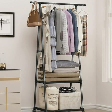 Photo 1 of Clothes Rack 2 Tier Triangle Garment Rack Clothes Organizer on Wheels Portable Garment Laundry Coat Rack Closet Rack for Hanging Clothes Clothes