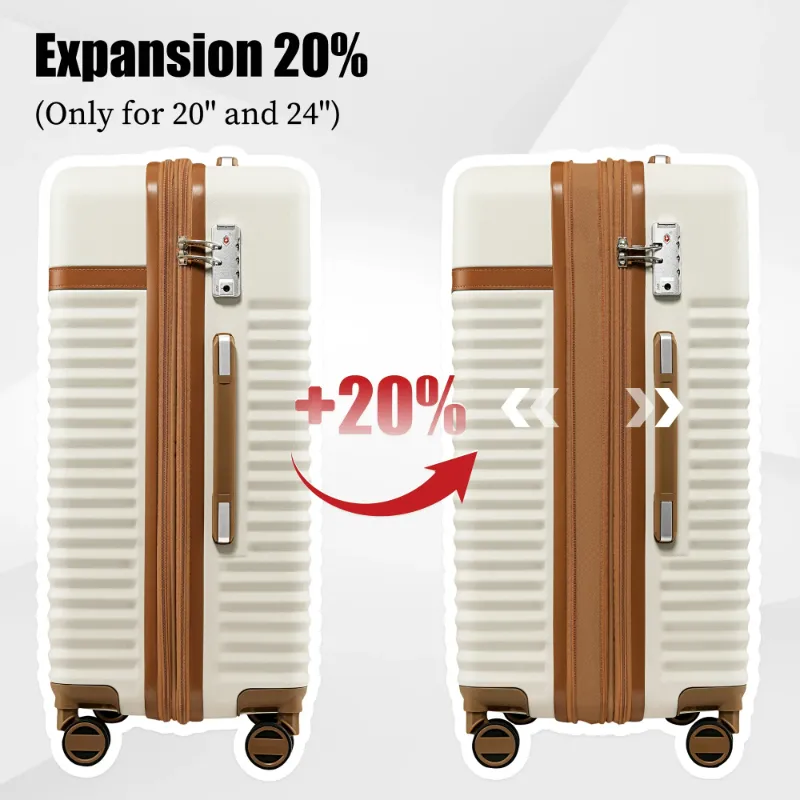 Photo 1 of ****HAS DENTS/BROKEN WHEEL/SOME CRACKS****Joyway - 5 Luggage Sets ABS Hardside Spinner Luggage -(Expandable Suitcase20"24")28-in Checked Luggage-White
