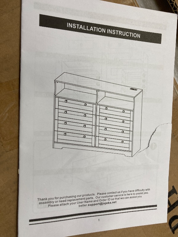 Photo 2 of ****HAS BROKEN PIECES****Dresser with 8 Drawers, Wood Bedroom Dresser with Charging Station & LED Lights, Modern Dressers & Chest of Drawers for Bedroom, Living Room, Hallway, Entryway, Antique Light Color