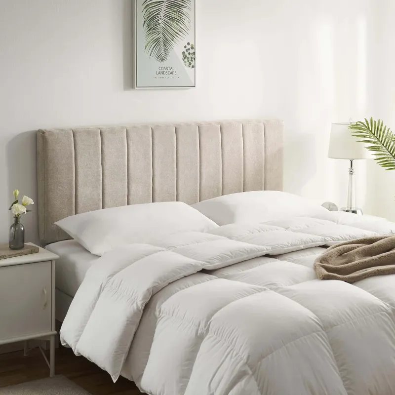 Photo 1 of Virtu Upholstered Queen Headboard No Tools Required Peel and Stick Bed Headboard Only, Beige