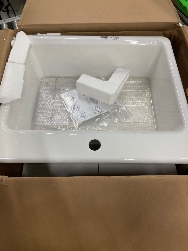 Photo 2 of Kohler K-5872-1A1-0 25" 1-Bowl Top-Mount Enameled Cast Iron Kitchen Sink White