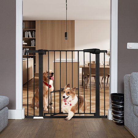 Photo 1 of 29.5-48.4 Pet Gate Dog Gate with Cat Door Pressure Mount Safety Gate Gift Black