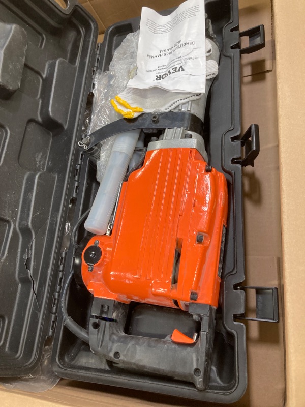 Photo 1 of VEVOR Demolition Jack Hammer, MAX 2200W 1400 BPM Jack Hammer Concrete Breaker, Heavy Duty Electric Jack Hammer 4pcs Chisels Bit with Gloves, 360°C Swiveling Front Handle for Trenching Breaking Holes