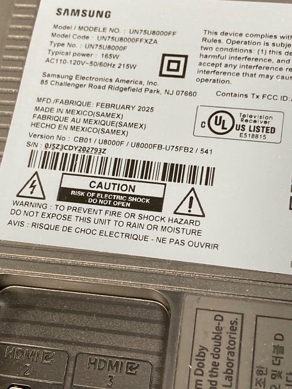 Photo 1 of ***(PARTS ONLY, BROKEN, DAMAGED -SELLING AS PARTS ONLY)***  
Samsung 75-Inch Class Crystal UHD U8000F 4K Smart TV (2025 Model) Endless Free Content, Crystal Processor 4K, MetalStream Design, Knox Security, Alexa Built-in