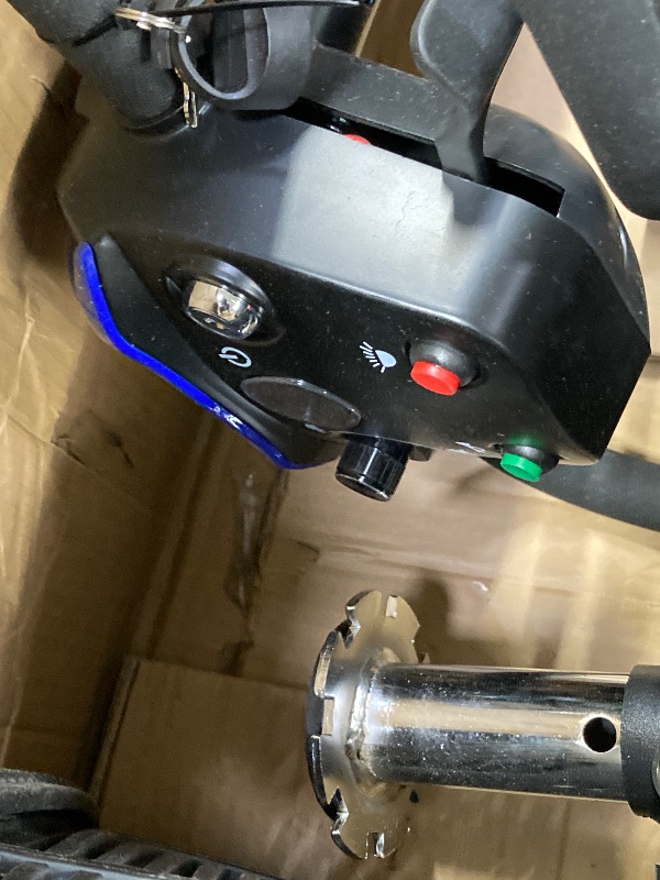 Photo 1 of ***HEADLIGHT WIRE CUT, ONLY ONE BASKET,SOME SCUFFS/SCRATCHES, NOT IN BOX, NOT IN PACKAGING***
SACVON 4 Wheels Mobility Scooter with Cane Holder for Seniors, Electric Folding Wheelchair Device for Travel, Blue