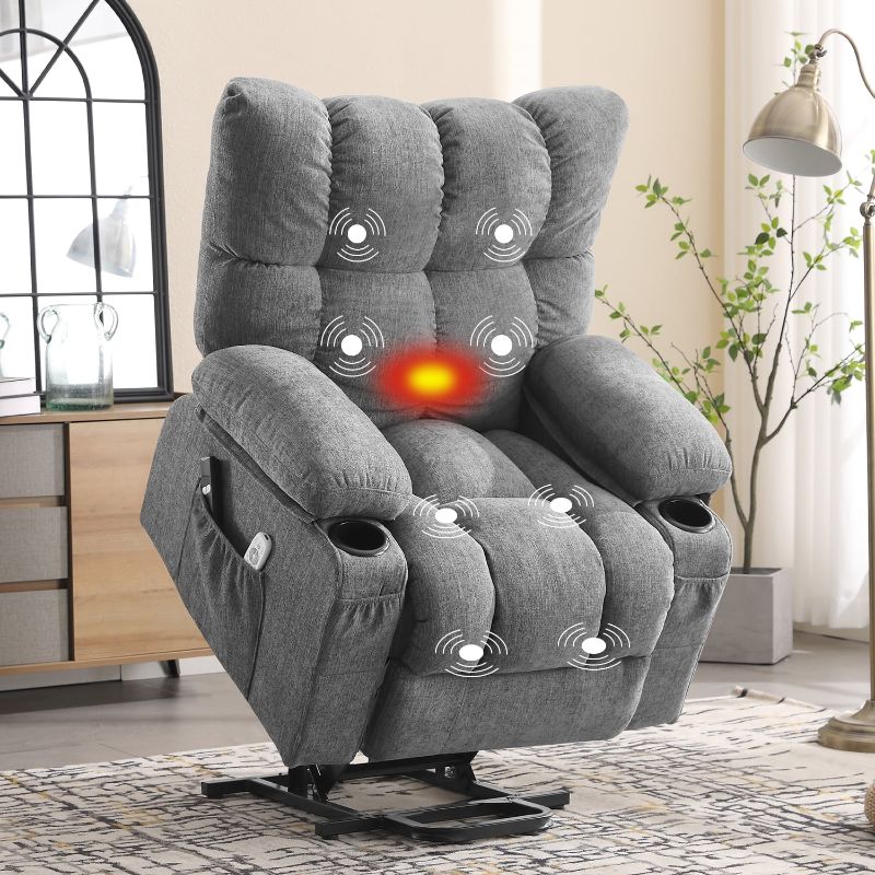 Photo 1 of **MISSING PARTS**JONPONY Power Lift Recliner Chair for Elderly with Heat and Vibration Massage Recliner Chair with USB Charge Port for Living Room- Infinite Position, Side Pocket,Grey