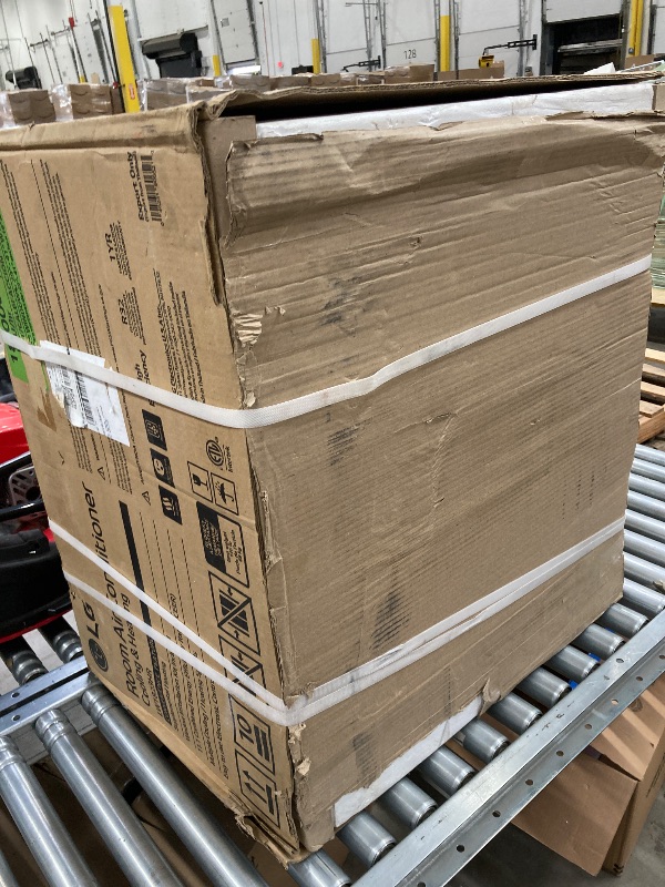Photo 1 of ***OPEN BOX, SOME SCUFFS/SCRATCHES, DENT/BENT ON CORNER EDGE)***                      LG 18,000 BTU Window Air Conditioner with Heat, 230/208V, Cools 1,000 Sq.Ft. for Bedroom, Living Room, Basement, Apartment, with Remote, 2 Speeds, 24-Hour Timer, White