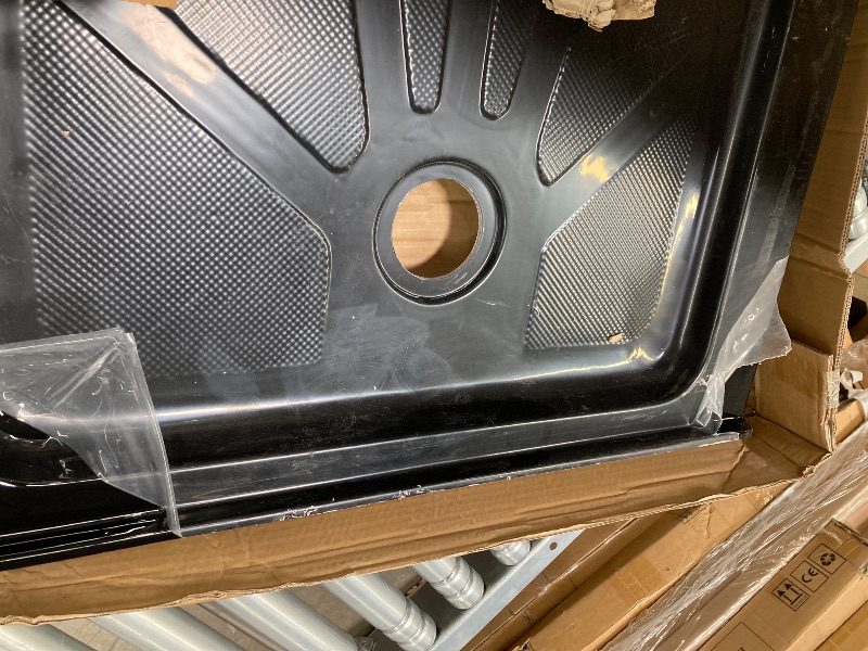 Photo 1 of **SOME DAMAGE TO CORNER**CKB 60 in. L x 30 in. W Right Drain Shower Base, Single Threshold Shower Pan with Slip Resistant Textured Surface, Black