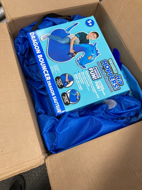 Photo 1 of WADDLE Hip Hoppers Large Bouncy Hopper Inflatable Hopping Animal Bouncer, Supports Up to 250 Pounds, Ages 5 and Up (Blue Dragon)