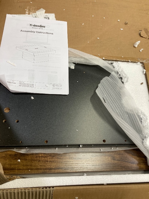 Photo 1 of Tribesigns Coffee Table Square LED Coffee Table Engineered Wood Low Coffee Table for Living Room (Rustic Brown+Black)