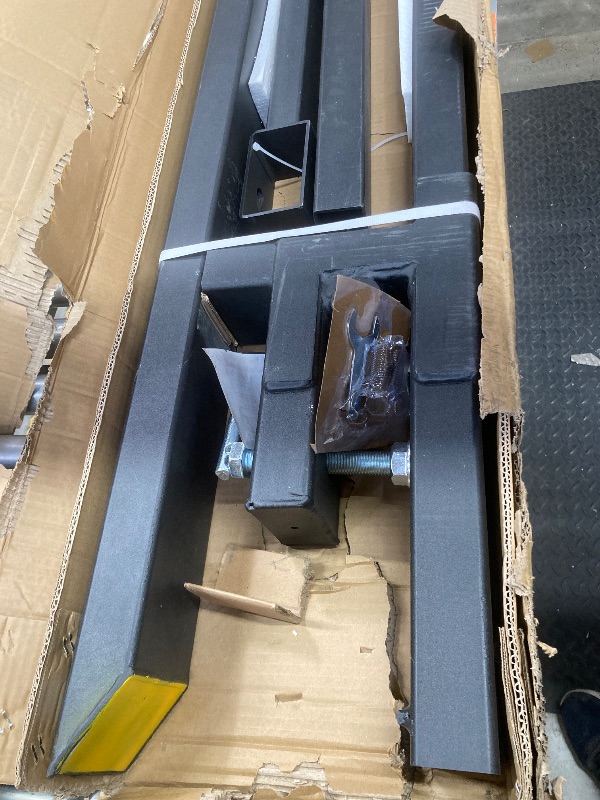 Photo 1 of Clamp-On Pallet Forks with Adjustable Stabilizer Bar, 2000 Lbs Capacity for Heavy-Duty Tractor Bucket, Skid Steer, and Loader (2000 Lbs, 43")