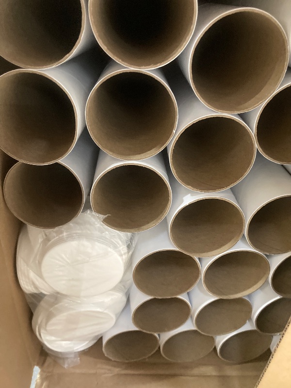 Photo 1 of Aviditi White Mailing Tubes with Caps, 2 1/2" x 24", Pack of 34, for Shipping, Storing, Mailing, and Protecting Documents, Blueprints and Posters