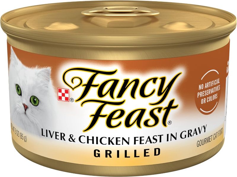 Photo 1 of **1 of 24** Purina Fancy Feast Grilled Wet Cat Food Liver and Chicken Feast in Wet Cat Food Gravy - (Pack of 24) 3 oz. Cans
