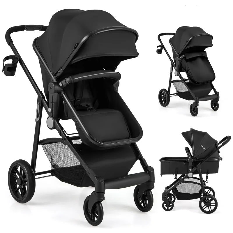 Photo 1 of Babyjoy 2 in 1 Foldable Baby Stroller Kids Travel Newborn Infant Buggy Pushchair 22 lbs Black