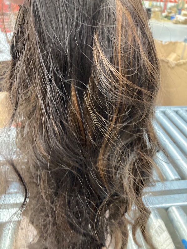 Photo 1 of BUPPLER Brown to Highlight Wig 18 Inch Medium Length Wigs for Women Middle Part Synthetic Hair Wavy Wig 18Inch,Brown to Highlight(Color of The Headwear Might Vary Slightly Due to Screen Settings)