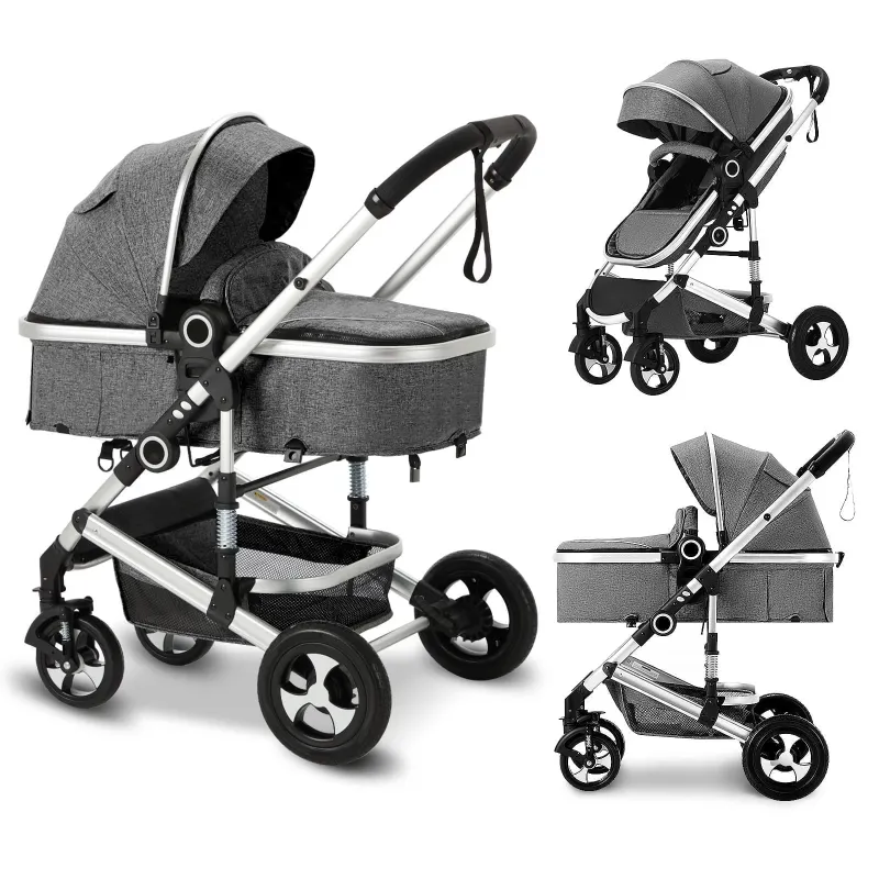 Photo 1 of AILEEKISS 3-in-1 Convertible Baby Stroller with Big Seat and Adjustable Canopy, 24 Pound, Dark Grey