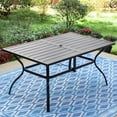 Photo 1 of ***ONLY THE FRAME FOR TOP/NO TABLETOP/NO CHAIRS**MF Studio 6-Person Outdoor Rectangular Metal Dining Table with Umbrella Hole, All-Weather Resistance, Black