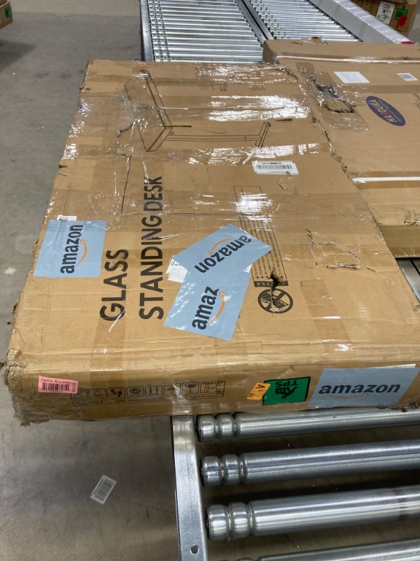 Photo 1 of Claiks Glass Standing Desk with Drawers, 48×24 Inch Adjustable Stand Up Desk, Quick Install Home Office Computer Desk with USB Ports, White