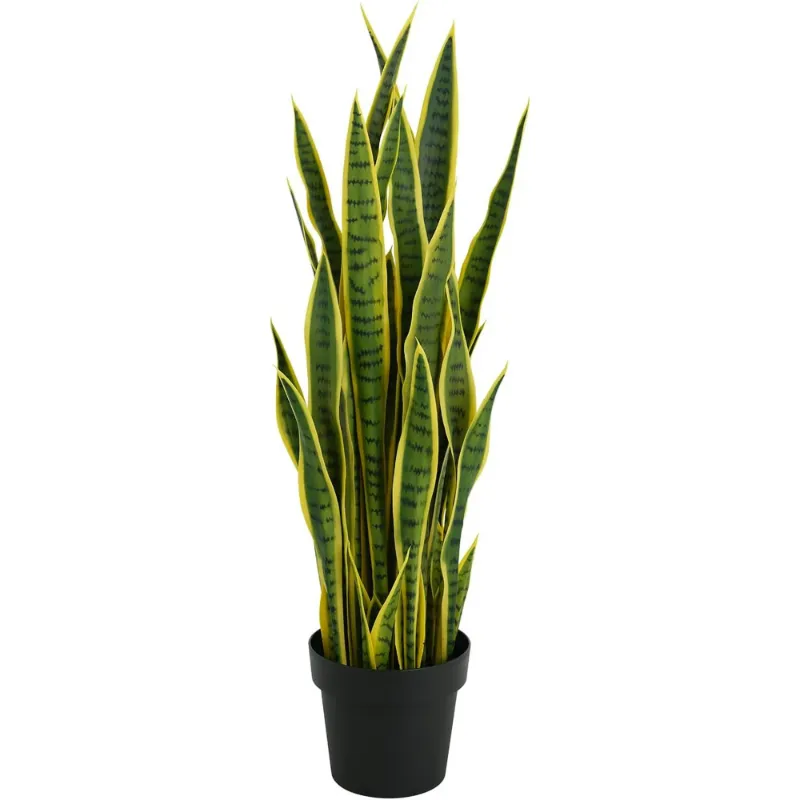 Photo 1 of 35" Artificial Snake Plants, 3FT Tall Fake Sansevieria Tree in Pot with 32 Leaves, Faux Plant for Home Office Garden Decoration
