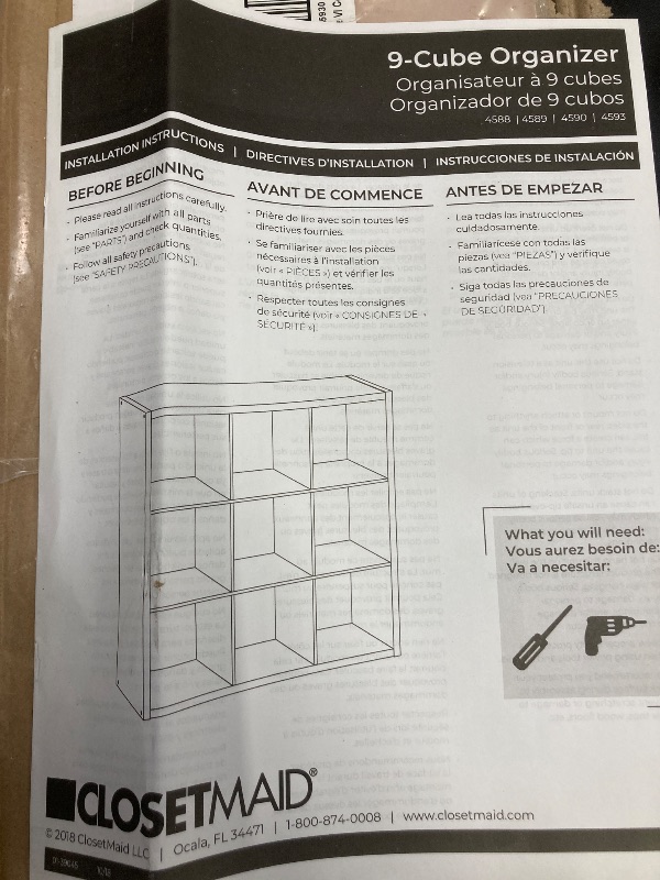 Photo 1 of ClosetMaid 4593 Decorative Open Back 9-Cube Storage Organizer, Black