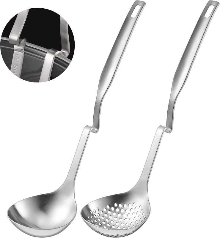 Photo 1 of (FAIR) Patelai Stainless Steel Hot Pot Strainer Scoops Hotpot Soup Ladle Spoon Set Skimmer Spoon Slotted Strainer Ladle Gravy Colander Kitchen Cooking Utensil(6 Pieces)