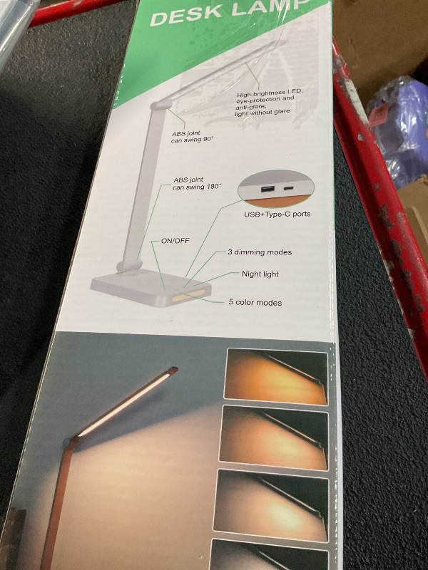 Photo 1 of Dott Arts LED Desk Lamp with USB Ports,Touch Desk Lamps for Home Office with 5 Color Modes,3 Brightness Desk Light with Small Night Light,Reading Lamp Table LED Lamp for Bedroom Bedsid Study White